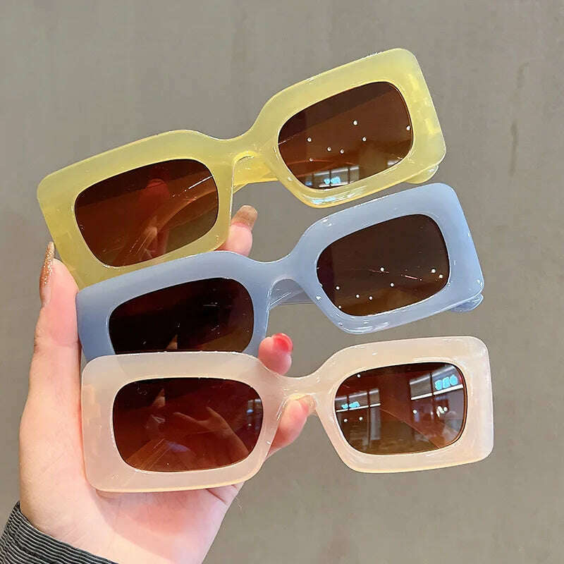 Pink Purple Square Sunglasses Women Small Frame Jelly Color Sun Glasses UV400 Protection Shades Party Decoration Female Eyewear - KIMLUD