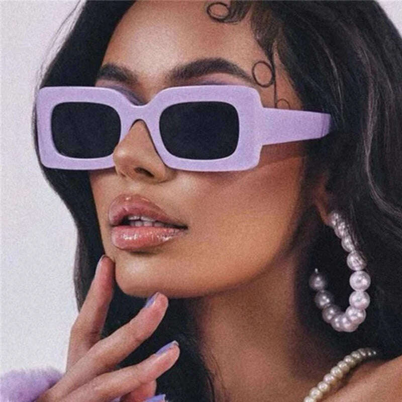 Pink Purple Square Sunglasses Women Small Frame Jelly Color Sun Glasses UV400 Protection Shades Party Decoration Female Eyewear - KIMLUD