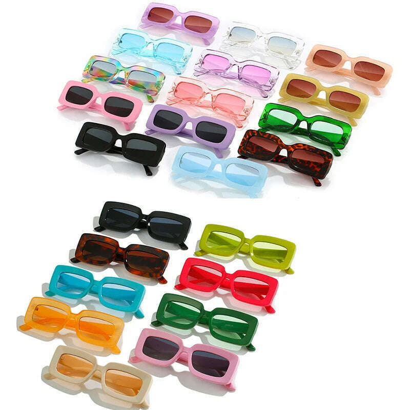 Pink Purple Square Sunglasses Women Small Frame Jelly Color Sun Glasses UV400 Protection Shades Party Decoration Female Eyewear - KIMLUD