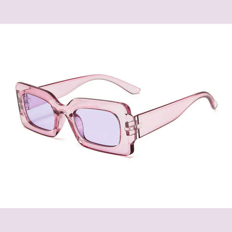 Pink Purple Square Sunglasses Women Small Frame Jelly Color Sun Glasses UV400 Protection Shades Party Decoration Female Eyewear - KIMLUD