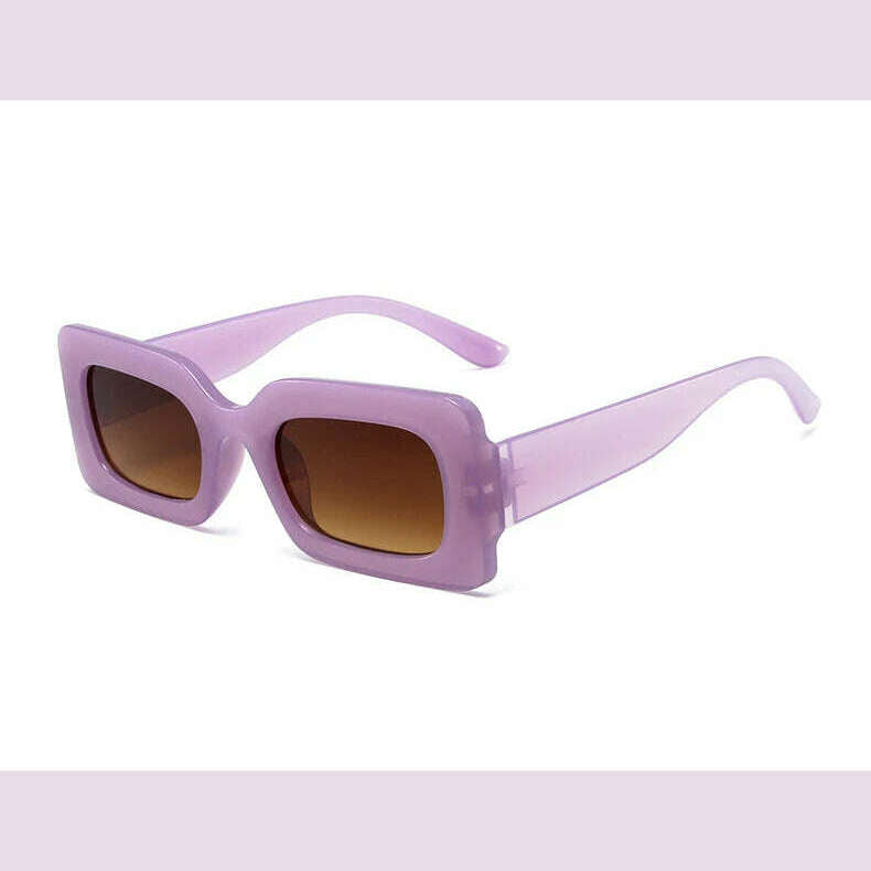 Pink Purple Square Sunglasses Women Small Frame Jelly Color Sun Glasses UV400 Protection Shades Party Decoration Female Eyewear - KIMLUD
