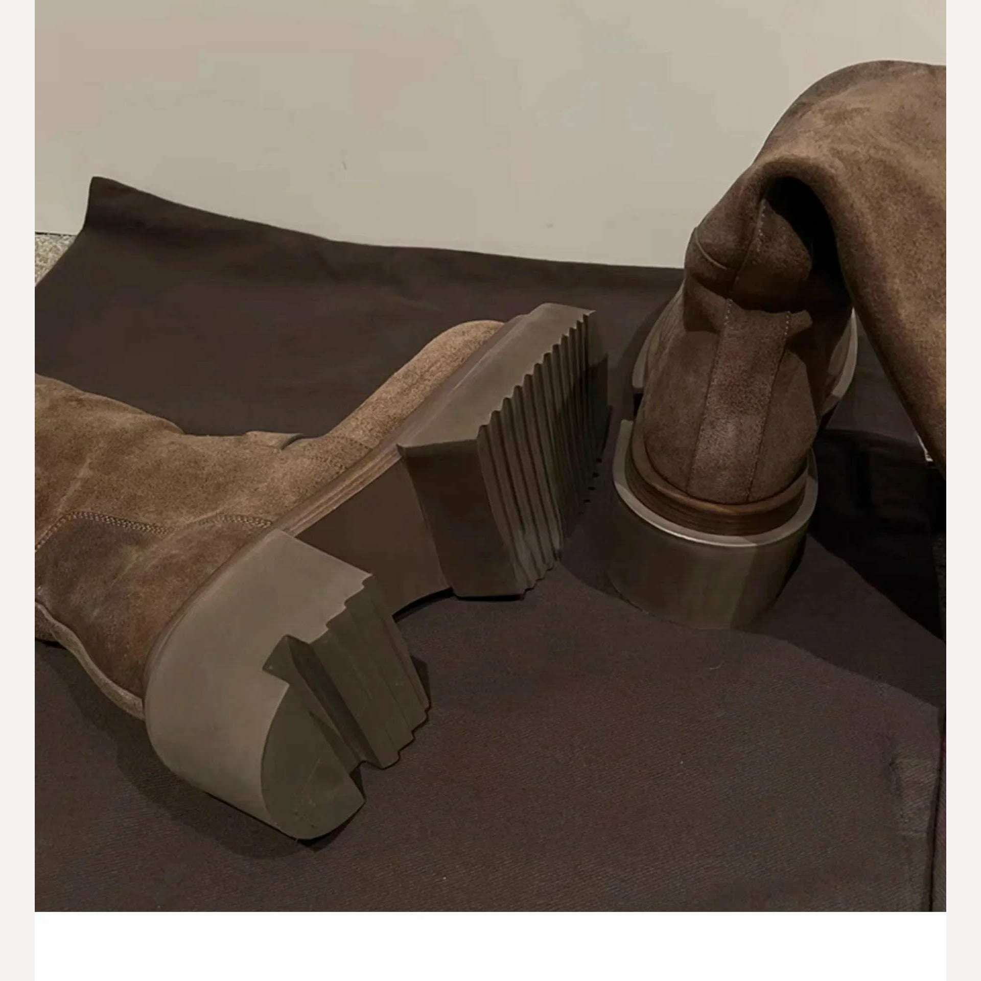 KIMLUD, Platform Combat Boots Zip Chuny Heel Buckle Vintage Fashion Casual Luxury Designer Western Mid Calf Boots Shoes Woman, KIMLUD Womens Clothes