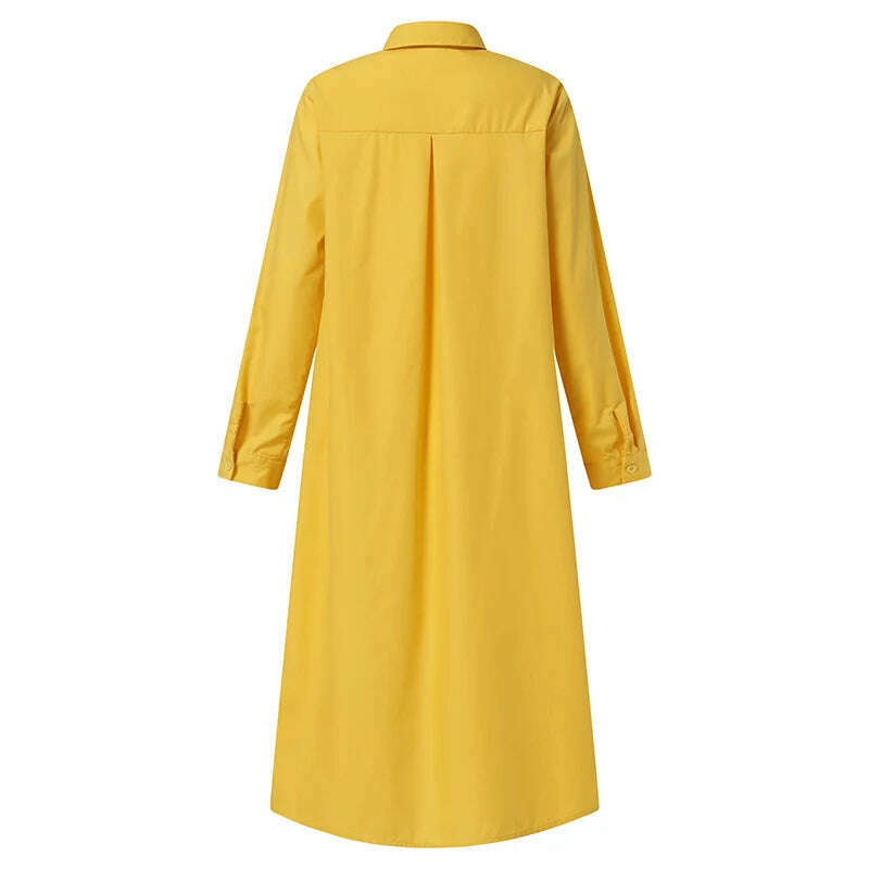 KIMLUD, Plus Size 5XL VONDA Women Dress 2023 Autumn Casual Turn Down Neck Shirt Dresses Bohemian Vestido Party Robe Long Sleeve Sundress, KIMLUD Womens Clothes