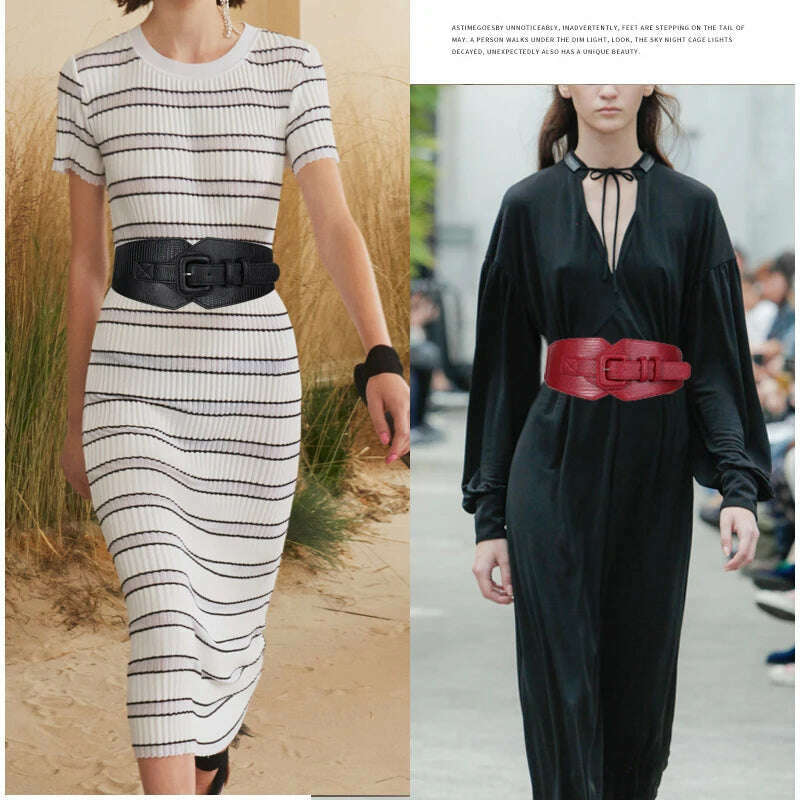 Plus Size Corset Belt Female Designer Belts For Women Dresses Wide Stretch Cummerbunds Elastic Ceinture Femme Big Waistband - KIMLUD