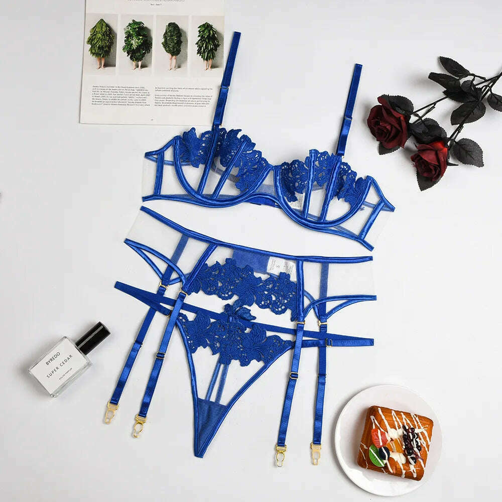 KIMLUD, Plus Size Crotchless Teddies Bodysuit Sexy Lingerie Women Mesh Lace Flora Open Bra Bodystockings Erotic violet Porn Underwear, KIMLUD Womens Clothes