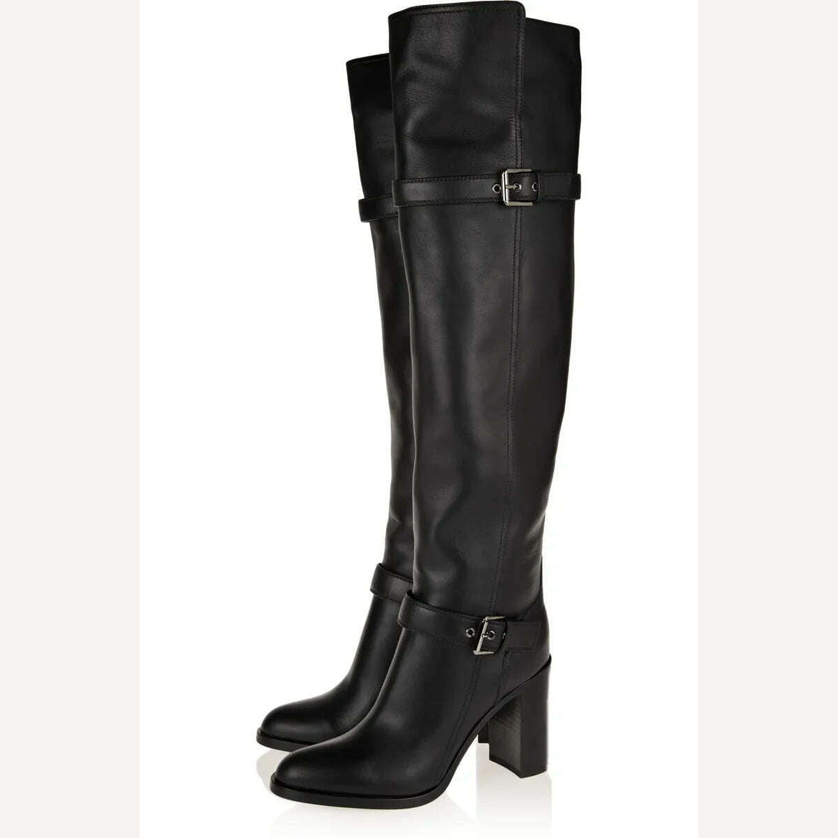 KIMLUD, plus size fashion autumn winter warm short plush boots women over the knee high heels boots black leather female high heel shoes, KIMLUD Womens Clothes