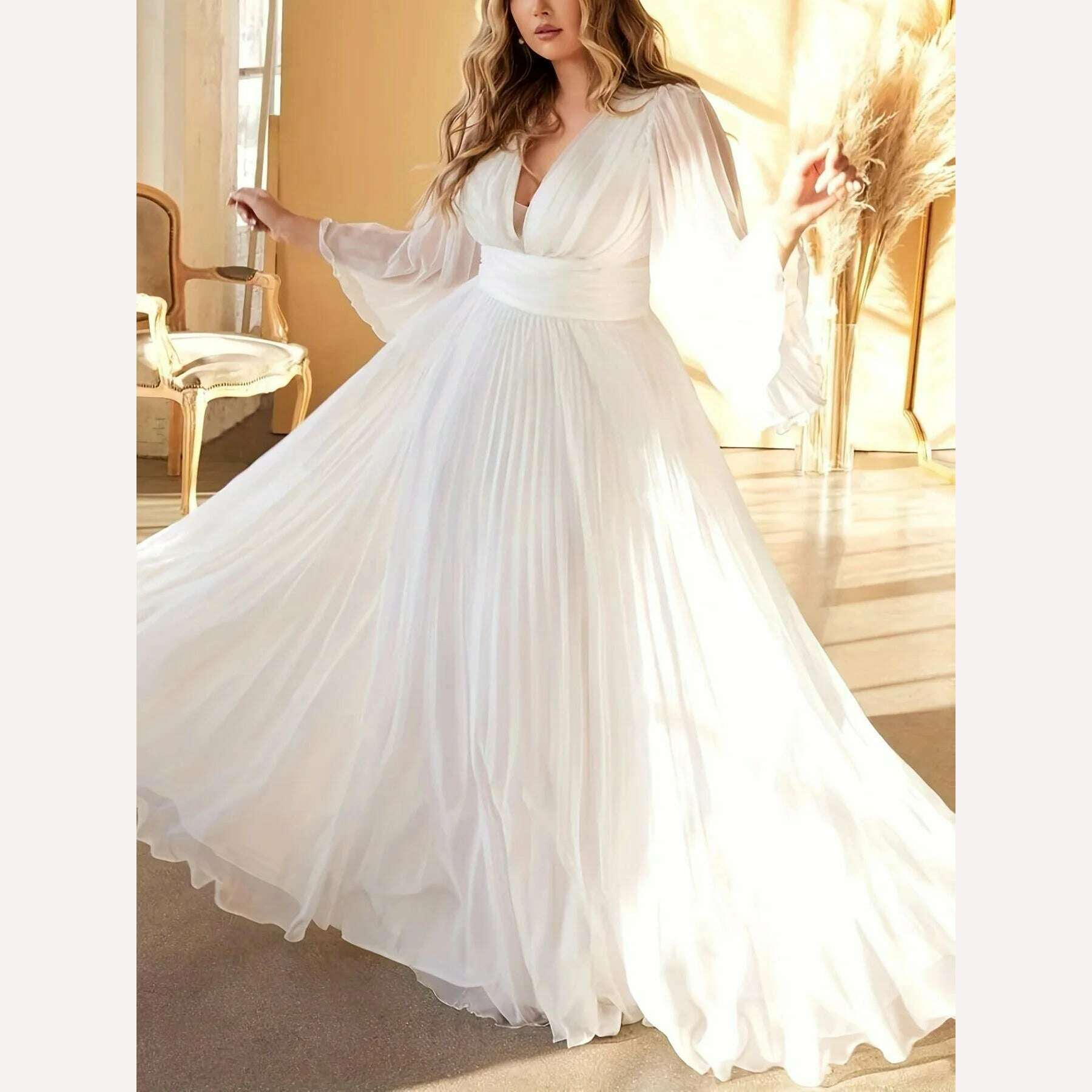 Pleated Plus Size Elegant Dress