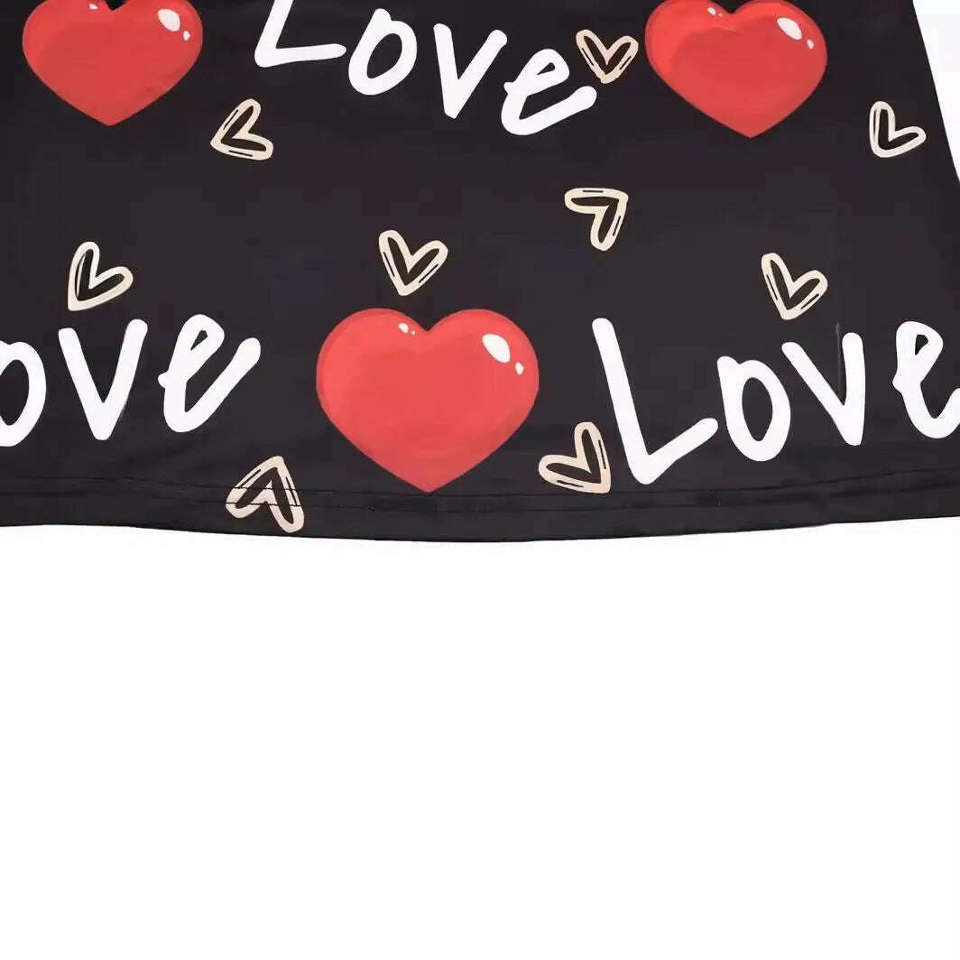 KIMLUD, Plus Size Summer Women's Dresses Fashion Contrast Heart Print U-Neck Sleeveless Casual Bodycon Mini Dress, KIMLUD Womens Clothes