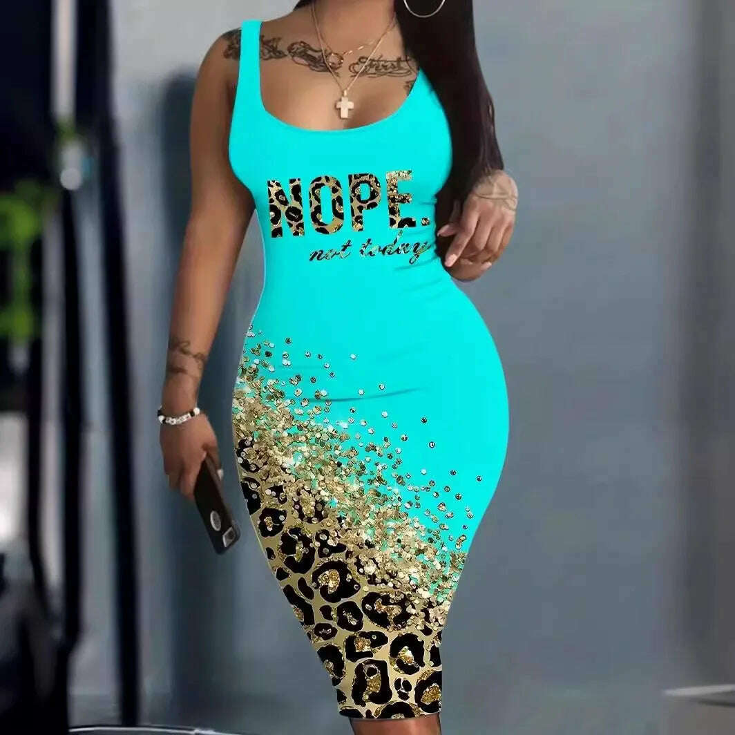 KIMLUD, Plus Size Summer Women's Dresses Fashion Contrast Heart Print U-Neck Sleeveless Casual Bodycon Mini Dress, KIMLUD Womens Clothes