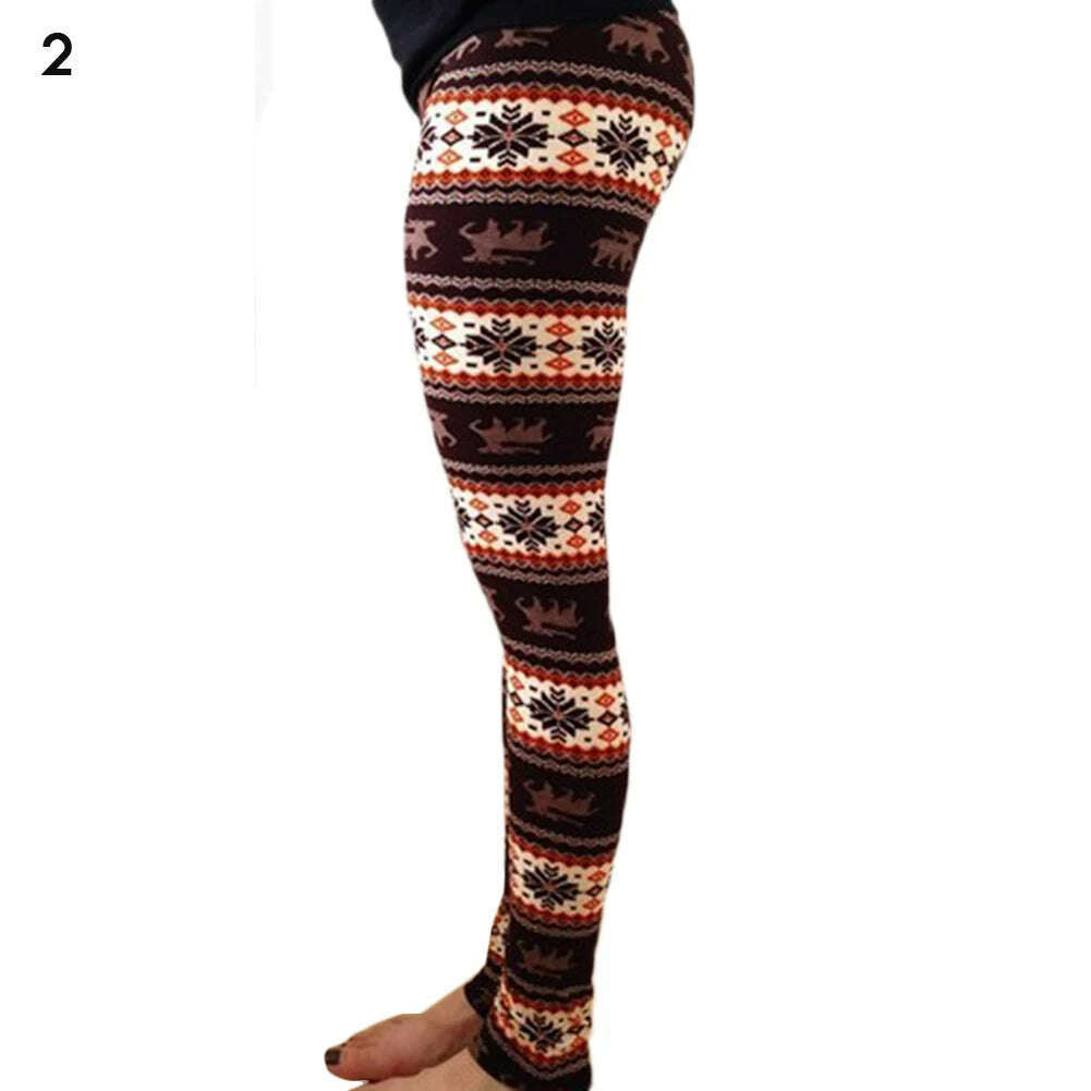 KIMLUD, Plus Size Winter Christmas Leggings Women's High Waist Floral/Elk Printed Long Pants Trousers Thermo Warm Elastic Slim Soft Pant, 2 / One Size, KIMLUD APPAREL - Womens Clothes
