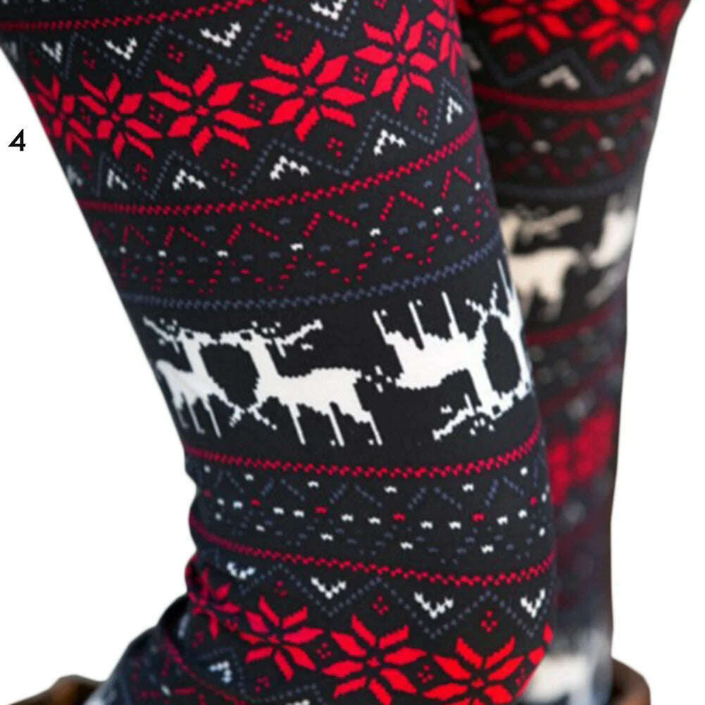 KIMLUD, Plus Size Winter Christmas Leggings Women's High Waist Floral/Elk Printed Long Pants Trousers Thermo Warm Elastic Slim Soft Pant, 4 / One Size, KIMLUD APPAREL - Womens Clothes