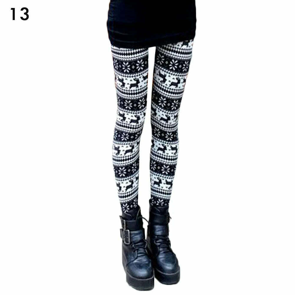 KIMLUD, Plus Size Winter Christmas Leggings Women's High Waist Floral/Elk Printed Long Pants Trousers Thermo Warm Elastic Slim Soft Pant, KIMLUD Womens Clothes