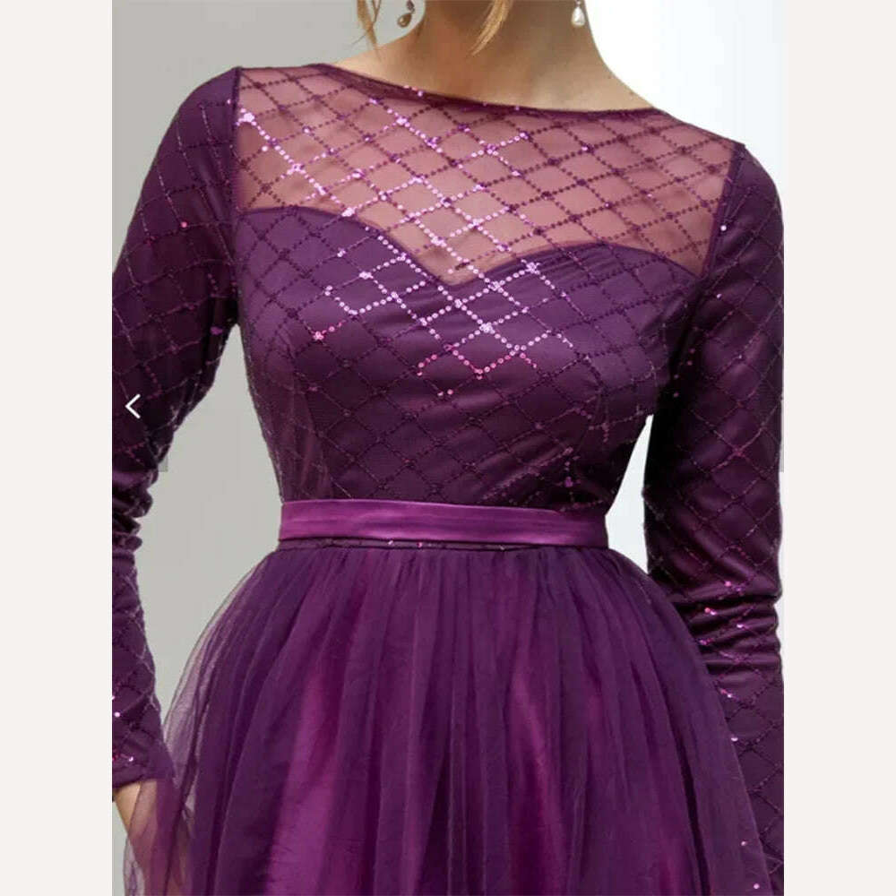 KIMLUD, Plus Size Women Long Dress Elegant Mesh Double Layer Long Sleeve Maxi Dress Evening Party Dress Vestidos De Noche, KIMLUD Womens Clothes