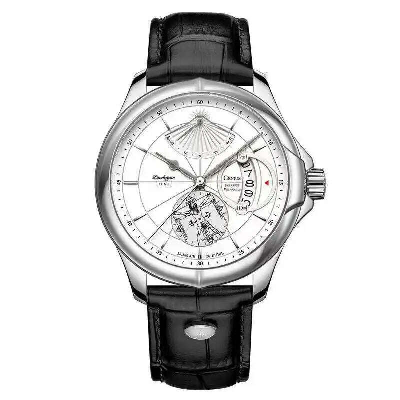 KIMLUD, POEDAGAR Luxury Business Man Wristwatch Waterproof Luminous Date Week Men Watch For Men Quartz Clock Leather Men's Watches reloj, 802 SL WH L, KIMLUD APPAREL - Womens Clothes