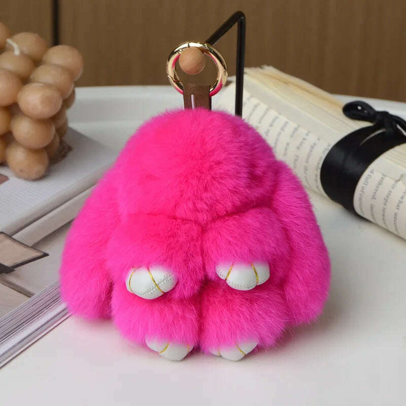 KIMLUD, Pompom Real Rabbit Fur Keychain Cute Fluffy Plush Doll Keychains Women Bags Keyrings Cars Key Ring Gift Charming Decoration, KY003-02 / 10 cm, KIMLUD APPAREL - Womens Clothes