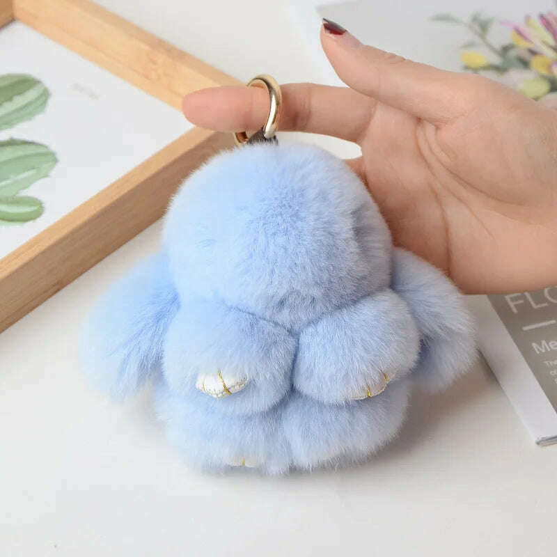 KIMLUD, Pompom Real Rabbit Fur Keychain Cute Fluffy Plush Doll Keychains Women Bags Keyrings Cars Key Ring Gift Charming Decoration, KY003-13 / 10 cm, KIMLUD APPAREL - Womens Clothes