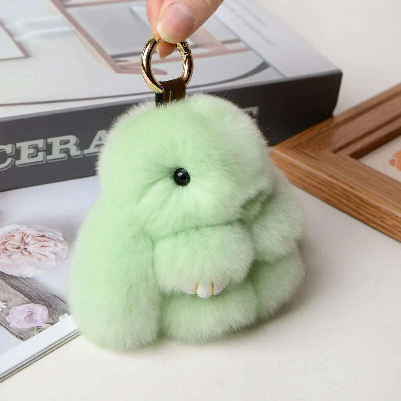 KIMLUD, Pompom Real Rabbit Fur Keychain Cute Fluffy Plush Doll Keychains Women Bags Keyrings Cars Key Ring Gift Charming Decoration, KY003-14 / 10 cm, KIMLUD APPAREL - Womens Clothes