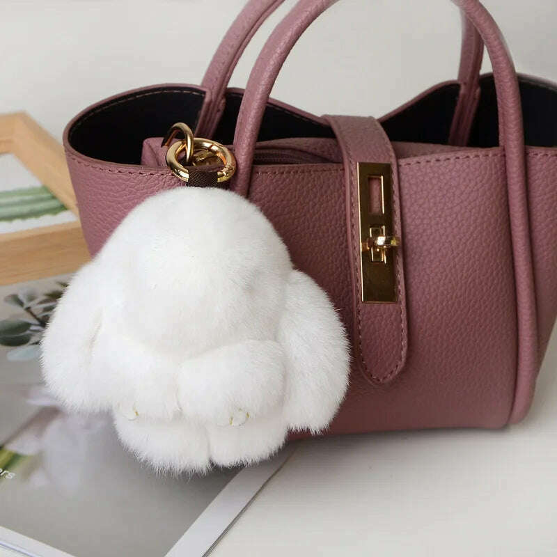 KIMLUD, Pompom Real Rabbit Fur Keychain Cute Fluffy Plush Doll Keychains Women Bags Keyrings Cars Key Ring Gift Charming Decoration, KY003-22 / 10 cm, KIMLUD APPAREL - Womens Clothes
