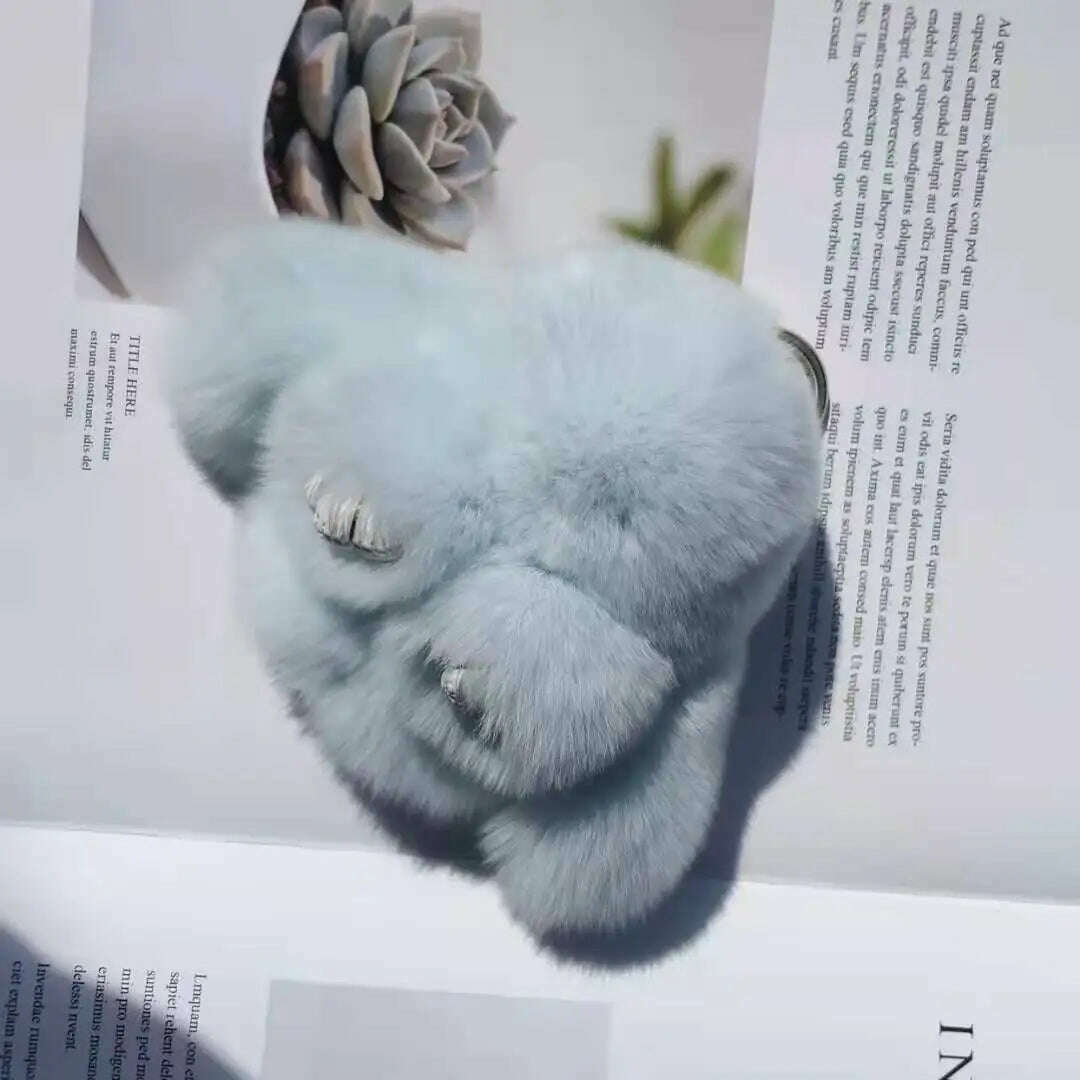 KIMLUD, Pompom Real Rabbit Fur Keychain Cute Fluffy Plush Doll Keychains Women Bags Keyrings Cars Key Ring Gift Charming Decoration, KY003-24 / 10 cm, KIMLUD APPAREL - Womens Clothes