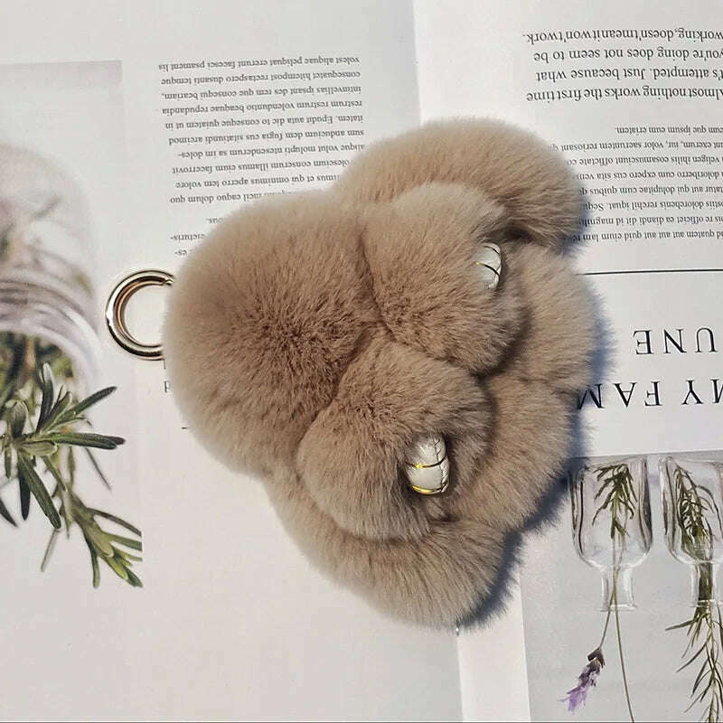 KIMLUD, Pompom Real Rabbit Fur Keychain Cute Fluffy Plush Doll Keychains Women Bags Keyrings Cars Key Ring Gift Charming Decoration, KY003-25 / 10 cm, KIMLUD APPAREL - Womens Clothes