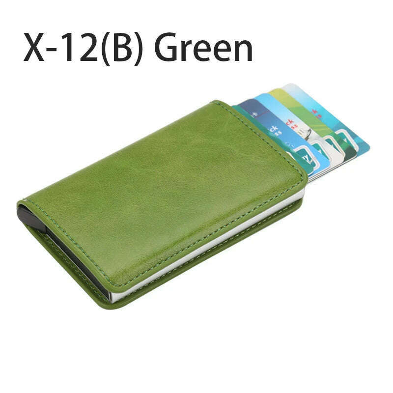 KIMLUD, Pop-out RFID Card Holder Slim Aluminum Wallet Elasticity Back Pouch ID Credit Card Holder Blocking Protect Travel ID Cardholder, B-Green, KIMLUD APPAREL - Womens Clothes
