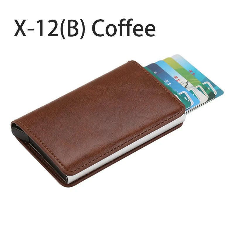 KIMLUD, Pop-out RFID Card Holder Slim Aluminum Wallet Elasticity Back Pouch ID Credit Card Holder Blocking Protect Travel ID Cardholder, B-Coffee, KIMLUD APPAREL - Womens Clothes