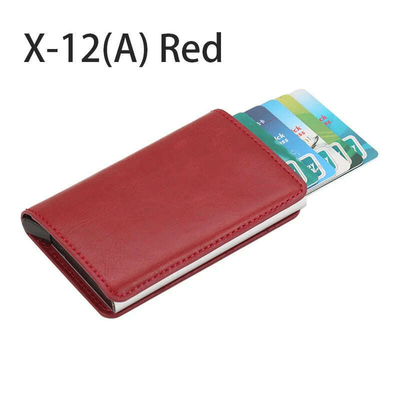 KIMLUD, Pop-out RFID Card Holder Slim Aluminum Wallet Elasticity Back Pouch ID Credit Card Holder Blocking Protect Travel ID Cardholder, A-Red, KIMLUD APPAREL - Womens Clothes