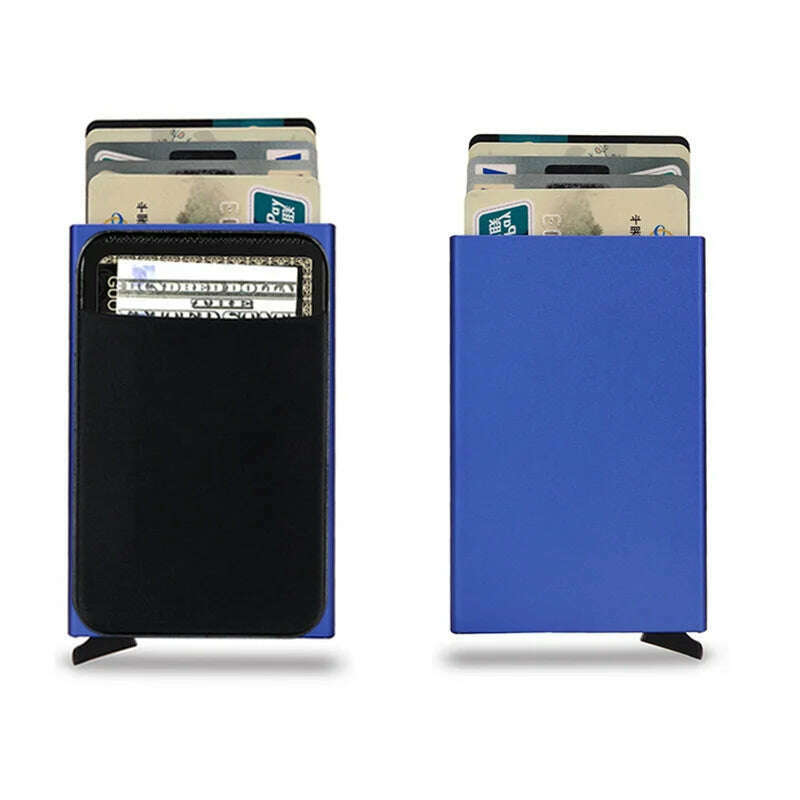 KIMLUD, Pop-out RFID Card Holder Slim Aluminum Wallet Elasticity Back Pouch ID Credit Card Holder Blocking Protect Travel ID Cardholder, Blue, KIMLUD APPAREL - Womens Clothes
