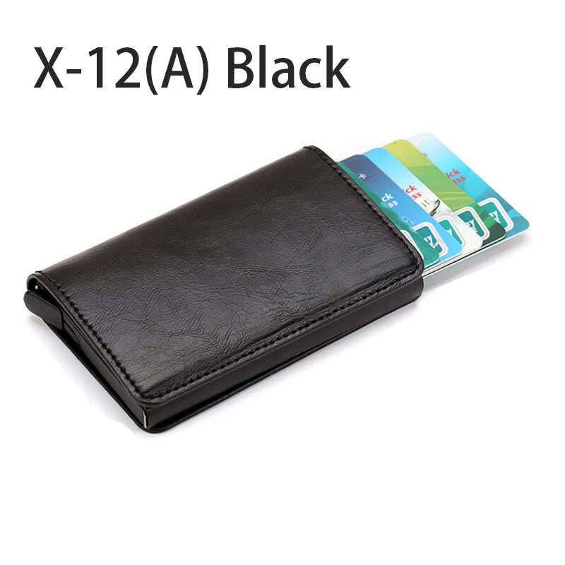KIMLUD, Pop-out RFID Card Holder Slim Aluminum Wallet Elasticity Back Pouch ID Credit Card Holder Blocking Protect Travel ID Cardholder, A-Black, KIMLUD APPAREL - Womens Clothes