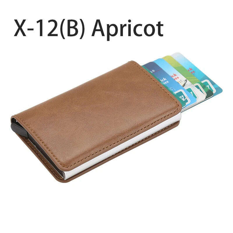 KIMLUD, Pop-out RFID Card Holder Slim Aluminum Wallet Elasticity Back Pouch ID Credit Card Holder Blocking Protect Travel ID Cardholder, B-Aprico, KIMLUD APPAREL - Womens Clothes
