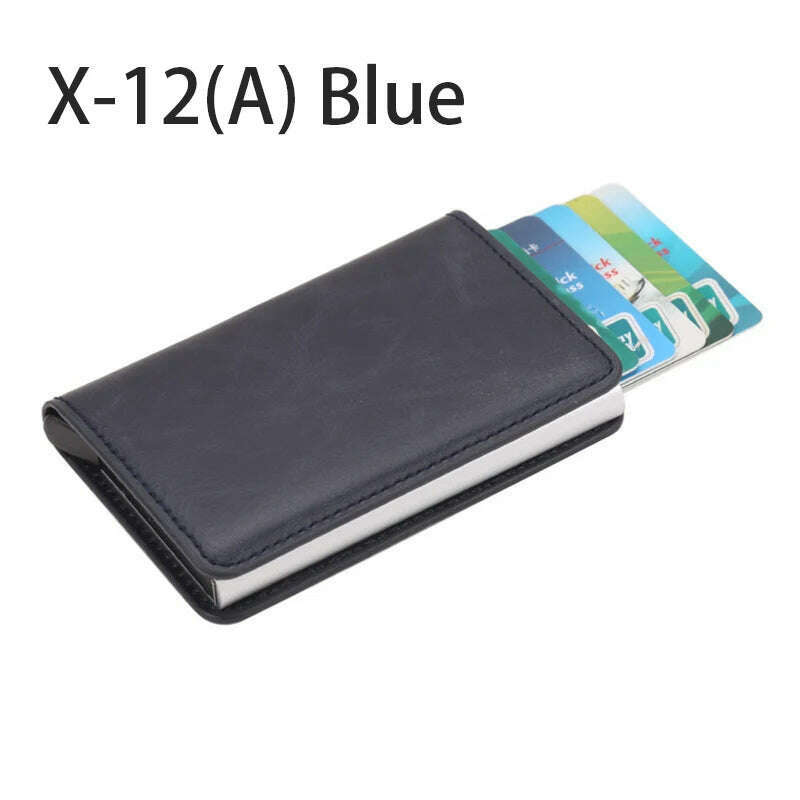 KIMLUD, Pop-out RFID Card Holder Slim Aluminum Wallet Elasticity Back Pouch ID Credit Card Holder Blocking Protect Travel ID Cardholder, A-Blue, KIMLUD APPAREL - Womens Clothes