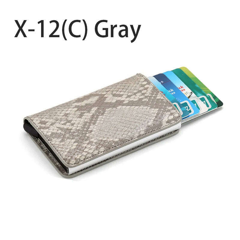 KIMLUD, Pop-out RFID Card Holder Slim Aluminum Wallet Elasticity Back Pouch ID Credit Card Holder Blocking Protect Travel ID Cardholder, C-Gray, KIMLUD APPAREL - Womens Clothes