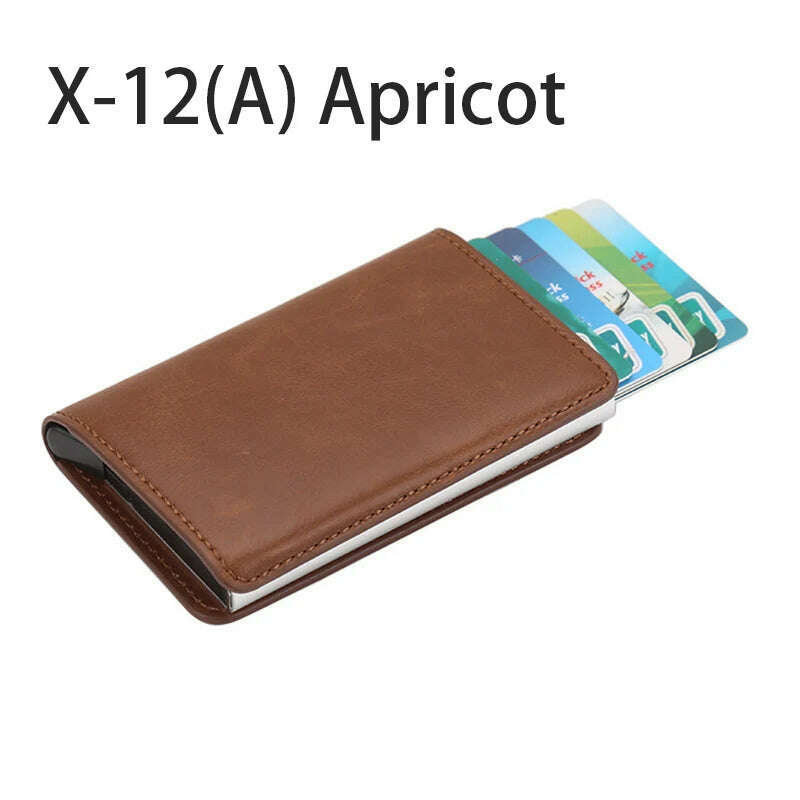 KIMLUD, Pop-out RFID Card Holder Slim Aluminum Wallet Elasticity Back Pouch ID Credit Card Holder Blocking Protect Travel ID Cardholder, A-Apricot, KIMLUD APPAREL - Womens Clothes