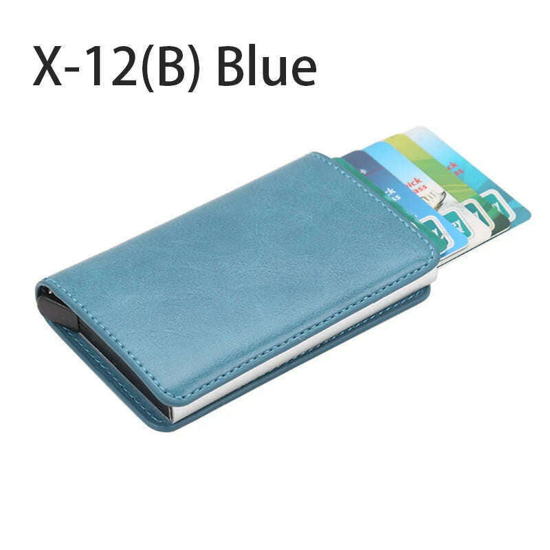 KIMLUD, Pop-out RFID Card Holder Slim Aluminum Wallet Elasticity Back Pouch ID Credit Card Holder Blocking Protect Travel ID Cardholder, B-Blue, KIMLUD APPAREL - Womens Clothes