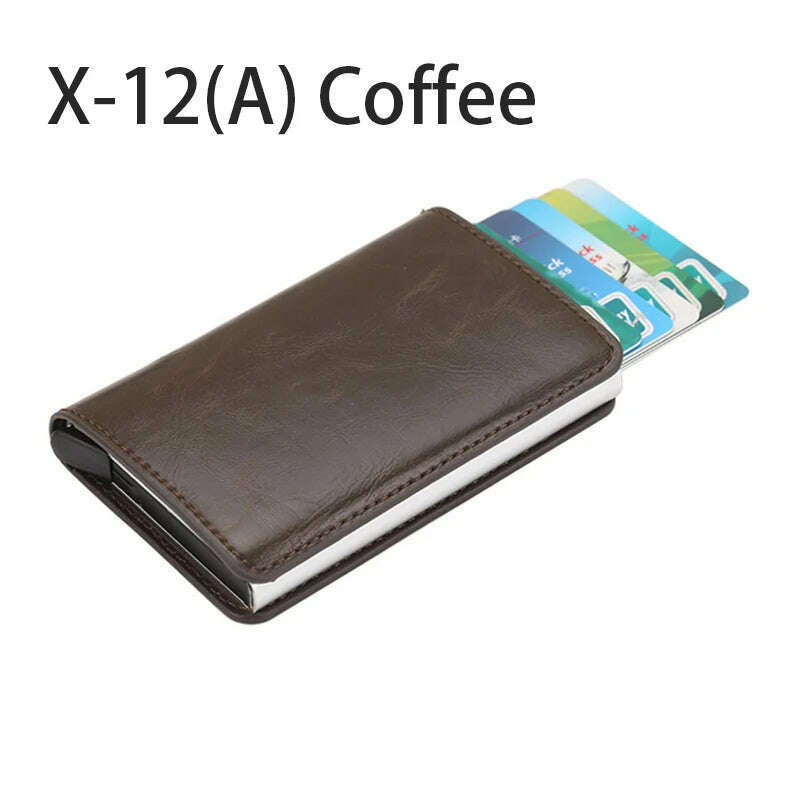 KIMLUD, Pop-out RFID Card Holder Slim Aluminum Wallet Elasticity Back Pouch ID Credit Card Holder Blocking Protect Travel ID Cardholder, A-Coffee, KIMLUD APPAREL - Womens Clothes