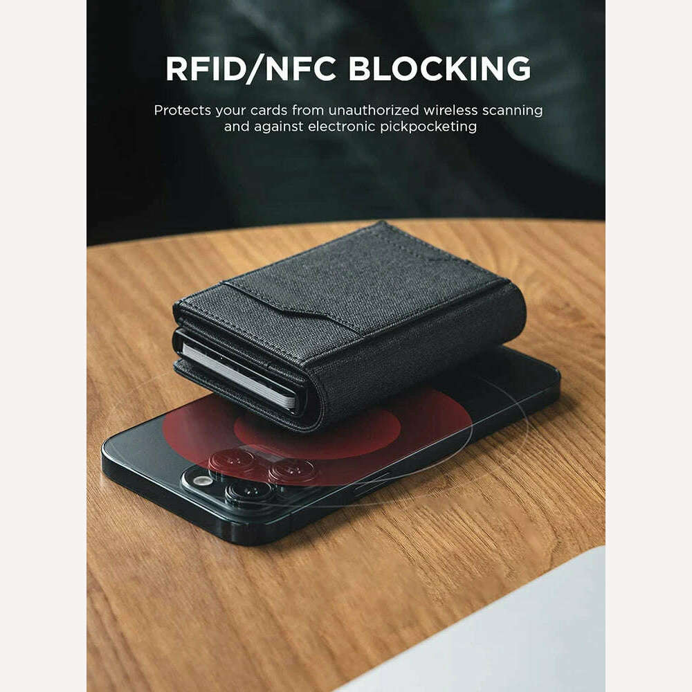 Pop up Card Wallet RFID Blocking Credit Card Holder Three Fold Wallet with Large Capacity - KIMLUD