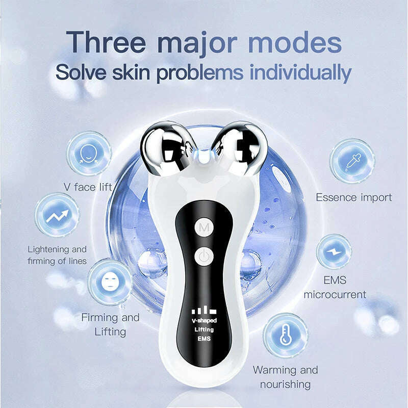 KIMLUD, Portable Electric V-Face Lift Roller Massager EMS Microcurrent Sonic Vibration Facial Lifting Skin Tighten Massage Beauty Device, KIMLUD Womens Clothes