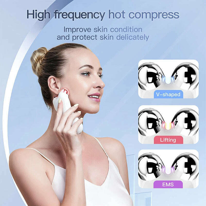 KIMLUD, Portable Electric V-Face Lift Roller Massager EMS Microcurrent Sonic Vibration Facial Lifting Skin Tighten Massage Beauty Device, KIMLUD Womens Clothes