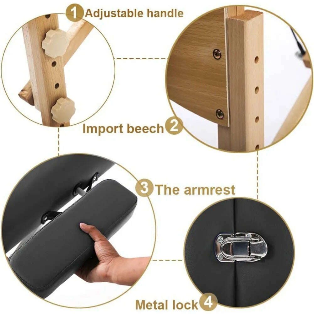 Portable massage bed, 28 inch wide, adjustable height for hydrotherapy foot massage, facial care, hydrotherapy tattoos, black - KIMLUD