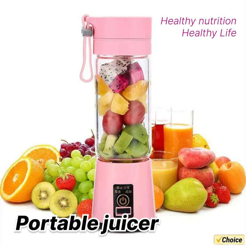 KIMLUD, Portable Mini Blender for Shakes and Smoothies Rechargeable USB 380ML Traveling Fruit Juicer Cup Hand Fruit Blender Juicing Cup, KIMLUD Womens Clothes