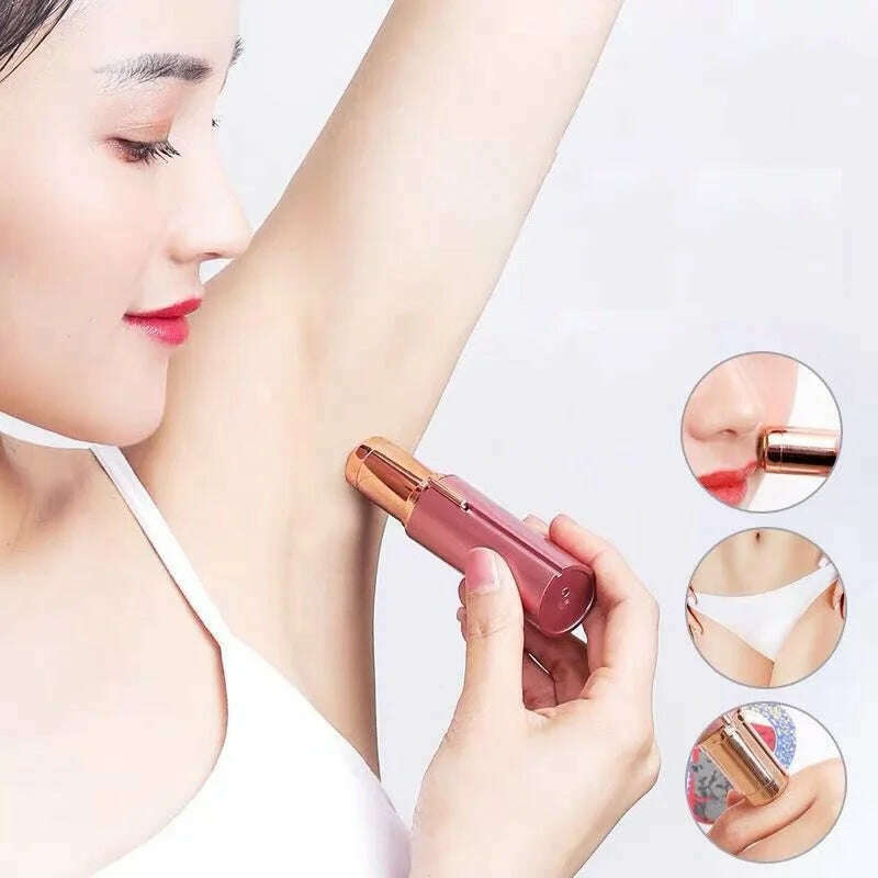 Portable Mini Electric Epilator Lipstick Shape Safe Painless Women Shaver Body Facial Bikini Underarm Hair Removal Shaving Tool - KIMLUD