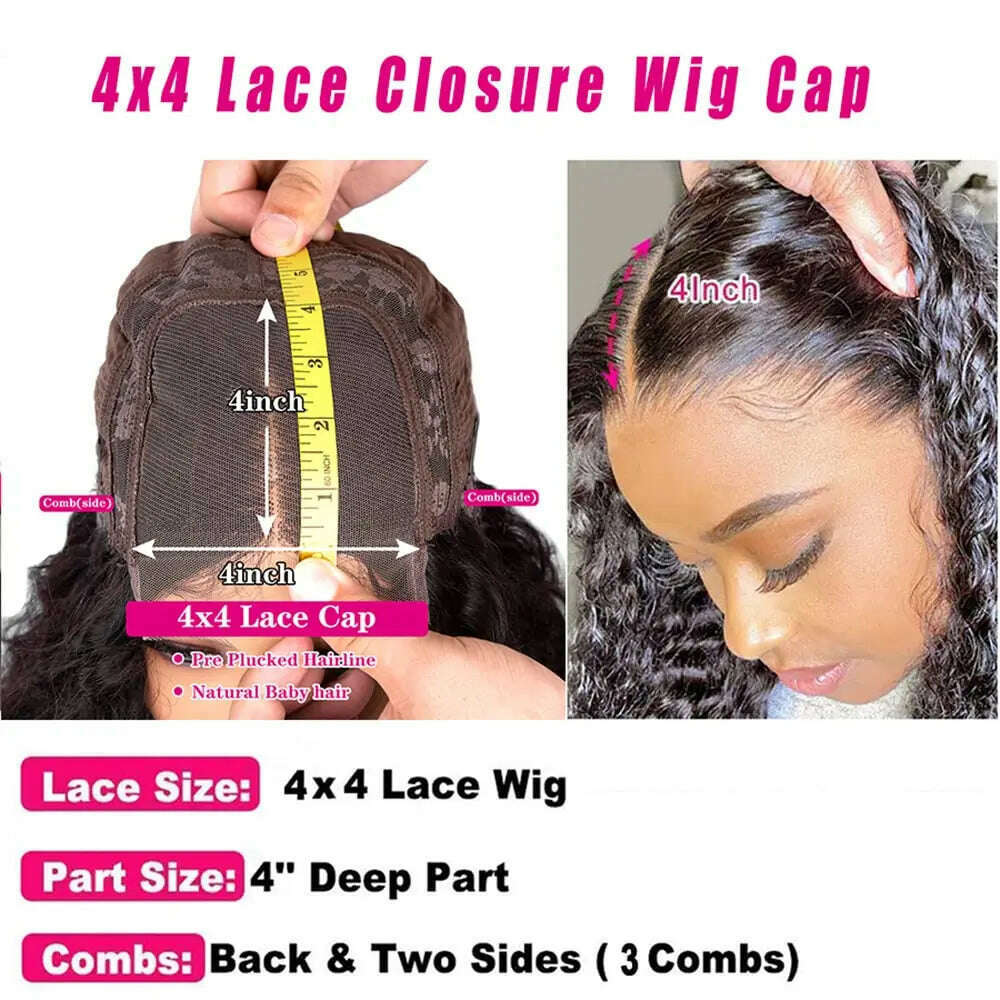 KIMLUD, 30 Inch HD Transparent 4x4 Water Wave Lace Front Human Hair Wigs For Women Wet And Wavy Deep Curly Frontal Wig, KIMLUD Womens Clothes