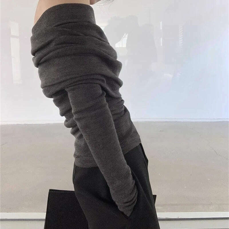 Autumn Sexy Women Long Sleeve Sweater Solid Knit Slash Neck Sweater Slim Off Shoulder Thin Pullovers Casual Office Topsv Winter - KIMLUD