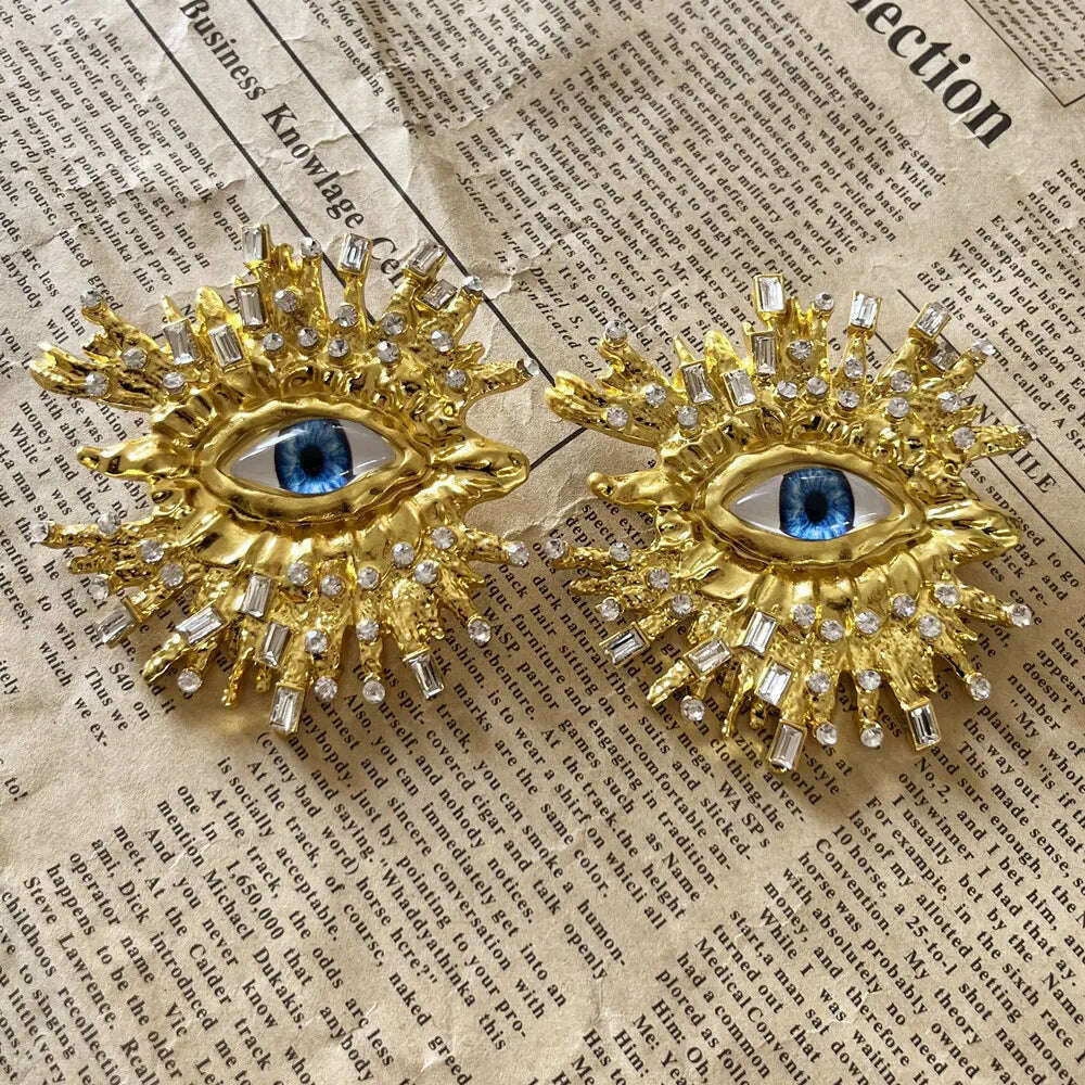 KIMLUD, Baroque Style Fashion Alloy Big Eyes Dangle Earrings For Women Jewelry Exaggerated Ladys' Statement Earrings Accessories, KIMLUD Womens Clothes