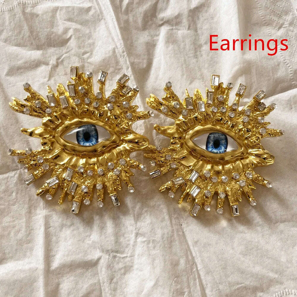 KIMLUD, Baroque Style Fashion Alloy Big Eyes Dangle Earrings For Women Jewelry Exaggerated Ladys' Statement Earrings  Accessories, Earrings, KIMLUD Womens Clothes