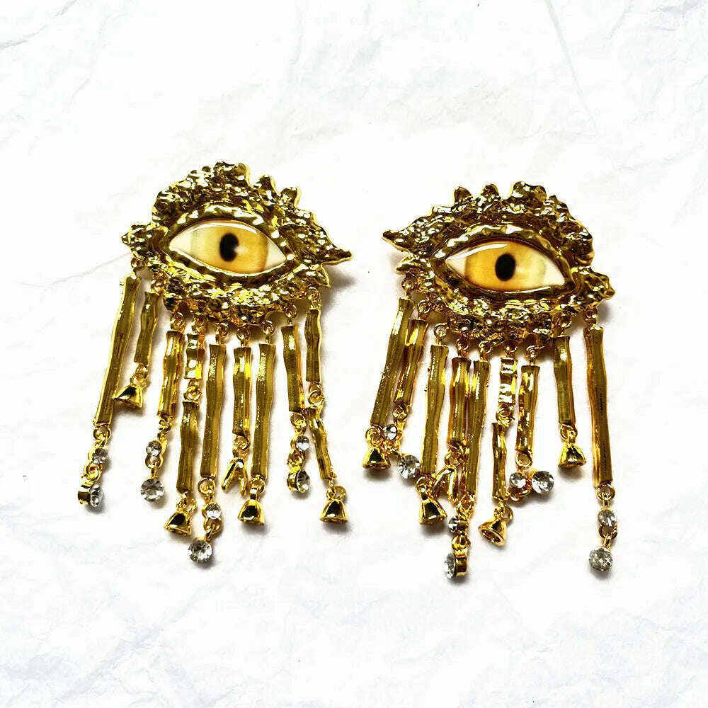 KIMLUD, Baroque Style Vintage Alloy Big Eyes Dangle Earrings For Women Jewelry New Arrival Fashion Exaggerated Lady Ears' Accessories, E, KIMLUD Womens Clothes