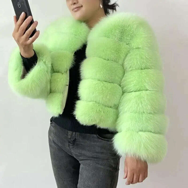 KIMLUD, BEIZIRU Real Fox Fur Coat Long Sleeve Winter Woman Natural Warm Fashion  Luxury Girls Coats  Made, KIMLUD Womens Clothes