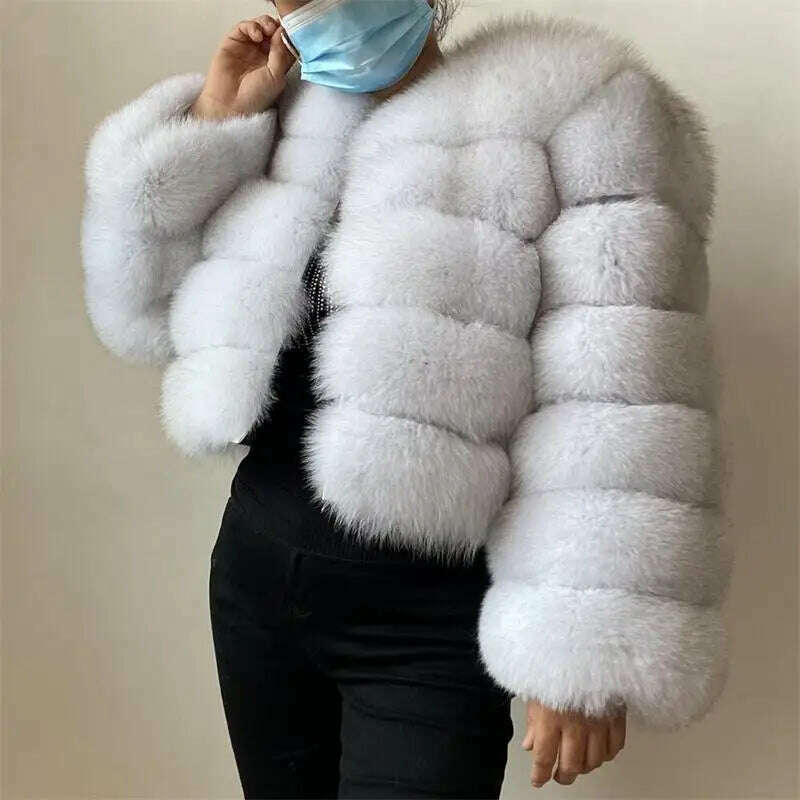 KIMLUD, BEIZIRU Real Fox Fur Coat Long Sleeve Winter Woman Natural Warm Fashion Luxury Girls Coats Made, KIMLUD Womens Clothes
