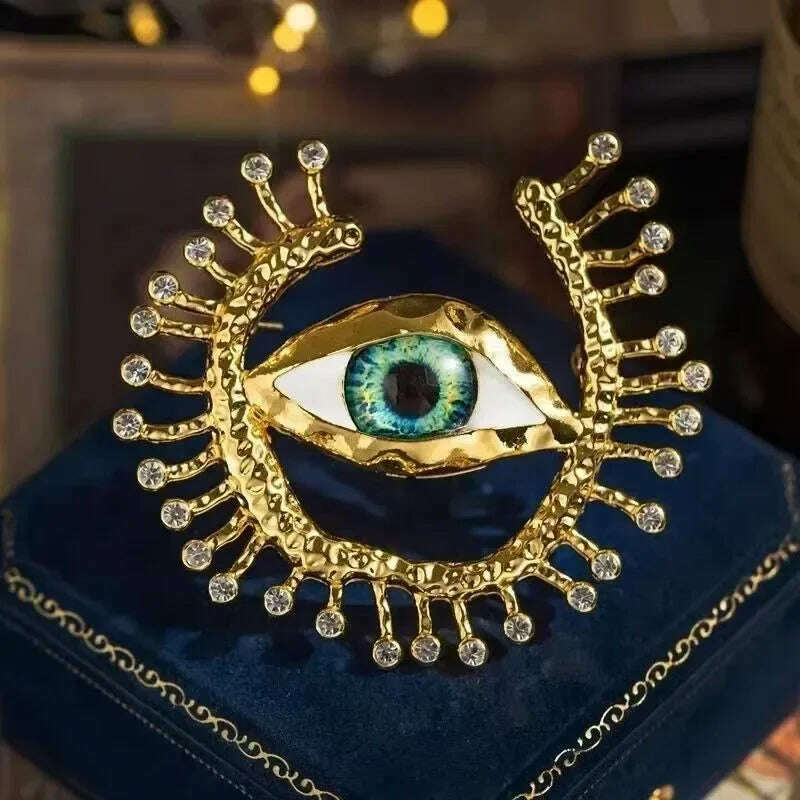 KIMLUD, Big Blue Eye Round Brooches Women Unisex New Design Charming Eyes Party Office Brooch Pin Gifts, KIMLUD Womens Clothes