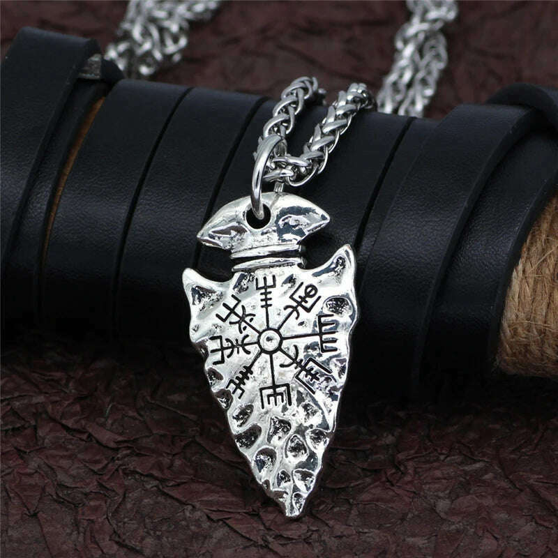 Compass Logo Viking Necklace men women Accessories Charms Pendants Signpost Success Money Happiness Antique Silver Color Jewelry - KIMLUD